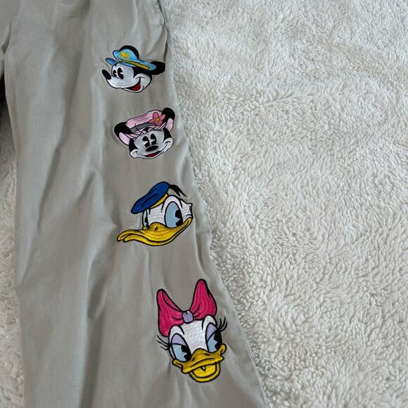 Vtg Disney Khaki Drawstring Pants Sz 38 Mickey, Minnie, Donald, Daisy Embroidere - Picture 5 of 7